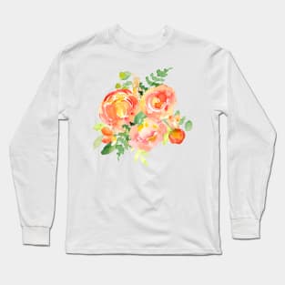 Sunset Fall Florals in Watercolor Long Sleeve T-Shirt